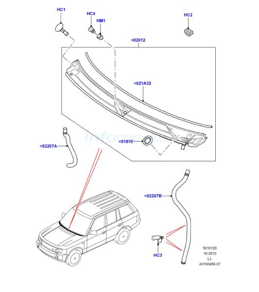 Κάλυμα υαλοκαθαριστήρα Range Rover LT322 Model2005-09