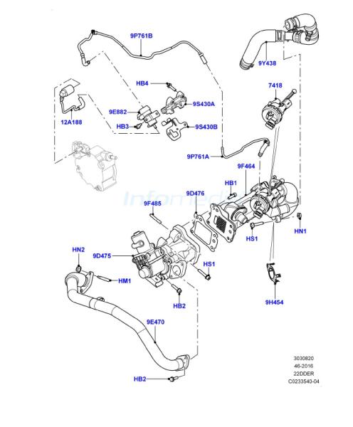 Bαλβίδα EGR Range Rover Evoque 2200cc Diesel Model 2012-