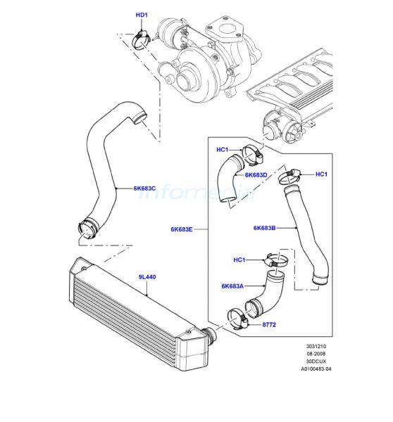 Intercoolair και κολάρα Range Rover LT322 3000cc Diesel -Model2009