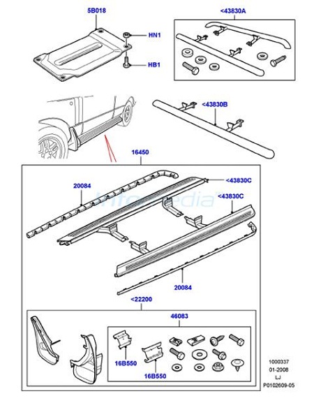 Σκαλοπάτια και λασμωτήρες range rover lt322 model 2002-2005