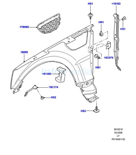 Φτερό και αεραγωγός εμπρός range rover sport model 2005 - 2009