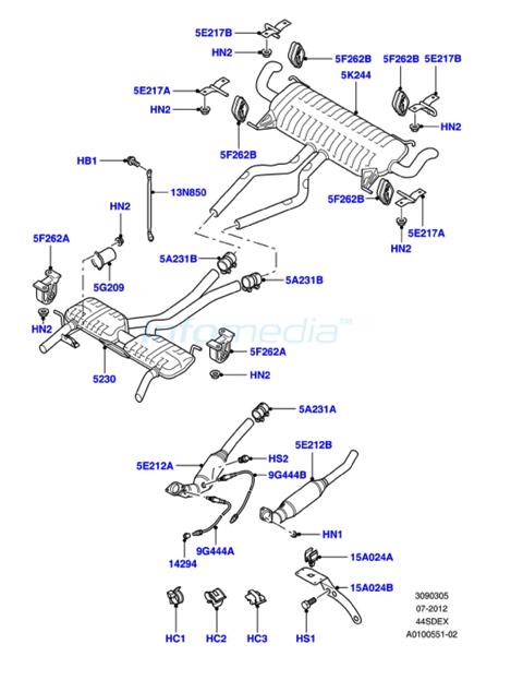 Αισθητήρας λ (οξυγόνου) και εξάτμιση range rover lt322 4.400cc v8 model 2002 - 2009