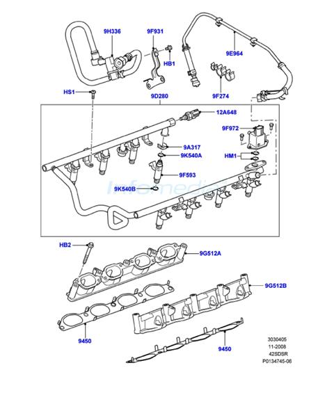 Μπεκιέρα και μπεκ injection και ρυθμιστής πίεσης Rang Rover sport 4200cc V8 Model 2005-09