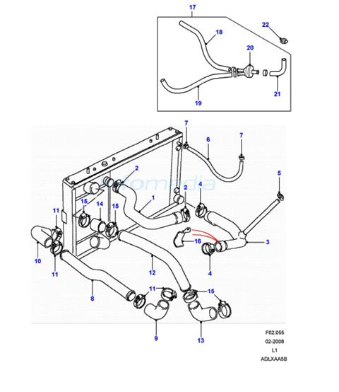 Κολάρα ψυγείου και intercoolair Land rover 2500cc Turbo diesel Model 1987-2006