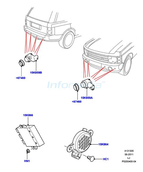 Αισθητήρες και εγκέφαλος και βομβιτής parking Range rover Model2010-12