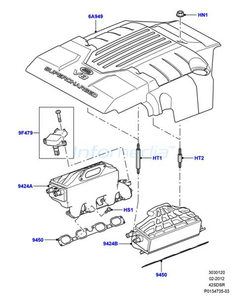 Πολλαπλή εισαγωγής και φλάτζες και κάλυμμα μηχανής Range rover 4200cc v8 Supercharged Model2005-9