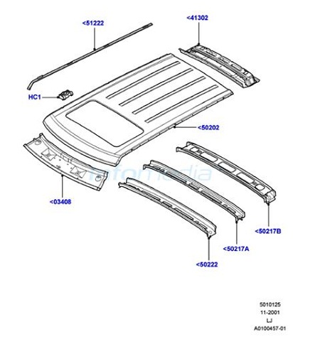 Ουρανός και διακοσμητικά και κλιπ range rover lt322 model 2002-